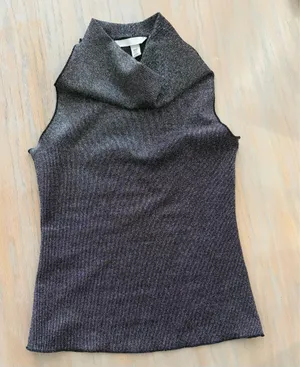 H&M Sparkly Silver High Neck Cowl Top thumbnail 2