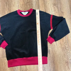 VTG 70s Ms Lee Velour Sweatshirt Black Red Crewneck Top USA Made Women's M retro thumbnail 4