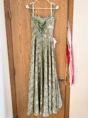 Azazie Floral Maxi Dress Sage thumbnail 3