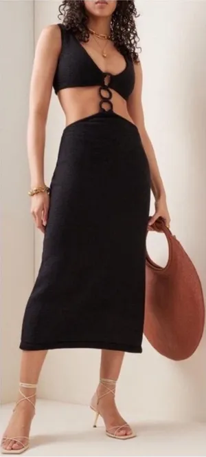 Cult Gaia Mert Knit Cutout Midi‎ Dress Black Medium EUC thumbnail 1
