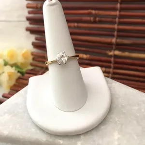 Avon Gold Plated Brilliant Solitaire Ring Size 8 thumbnail 2