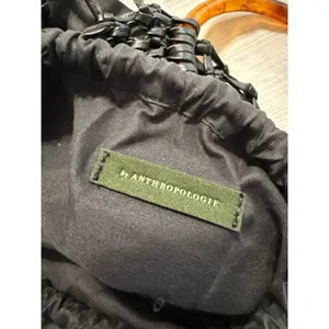 Anthropologie Black Macrame Net Bag‎ Tortoiseshell Ring Handle Crossbody Pouch thumbnail 2