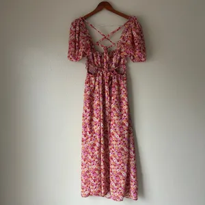 For Love and Lemons Pink Floral Midi Dress Size Small thumbnail 9