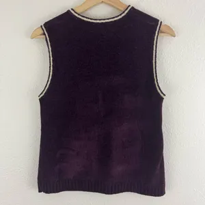WHITE STAG Vintage 90s Dark Purple Fair Isle Soft V Neck Sleeveless Sweater Vest thumbnail 7