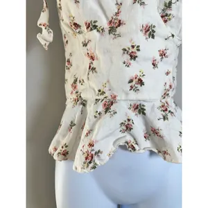 Reformation Kassi Top Geraldine Floral Linen Peplum Bustier Tie Strap Size 4 thumbnail 4