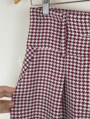 Space Simona Corsellini Houndstooth Wide Leg Palazzo Pants IT 42 Red Black thumbnail 8
