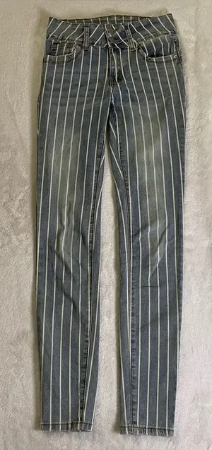 Slimming Striped Distressed Jeggings size XS thumbnail 1
