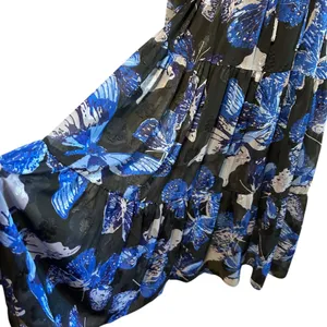 Pinch NWT Maxi Dress S LG Tiered Ruffled Lined Women's Peasant Sleeve Butterfly thumbnail 11