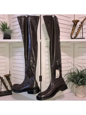 Zara Over The Knee Brown Flat Boots Size 7 5 thumbnail 3