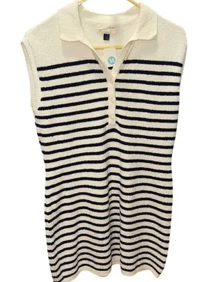 Universal Threads Womens Striped Polo Sweater Vest Dress Cream Navy Blue Size M‎ thumbnail 1