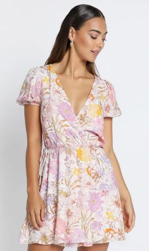 Blu Spero Mini Floral Wrap Dress thumbnail 1