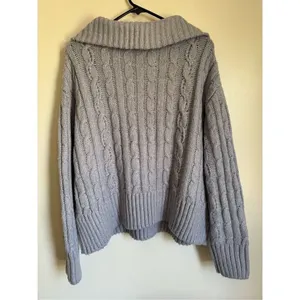 Sincerely Jules Womens Blue Chunky Partial Zip Pullover Cable Knit Sweater sz XL thumbnail 3