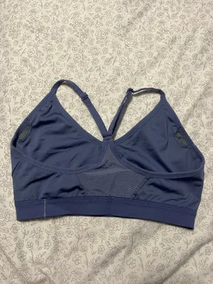 Nike Dri-FIT Indy Women's Light-Support Padded V-Neck Sports Bra in a blue/purple color thumbnail 3