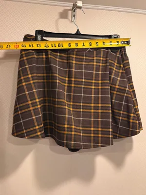 NWT Free People Brown Plaid Wrap Lightweight Summer Flowy Skort Size XS thumbnail 3