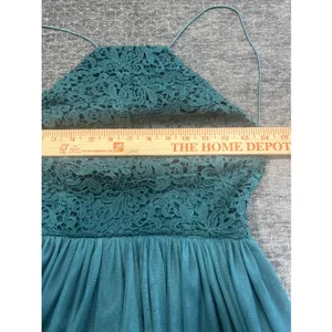ASOS Women's‎ Teal Lace Halter Maxi Dress Open Back Tulle Formal Prom Size 4 thumbnail 3