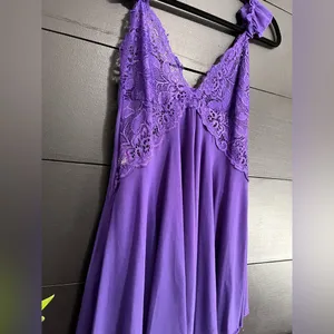 SHIRLEY OF HOLLYWOOD Vintage Silky Sheer Lace Mini Slip Dress Lingerie Sz L EUC thumbnail 2