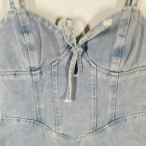 PrettyLittleThing denim mini dress with a sculpted corset-inspired fit thumbnail 2