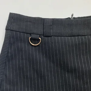 Princess Polly Black Everly Pinstripe‎ Skort Asymmetrical Wrap Front D-Ring 6 thumbnail 6