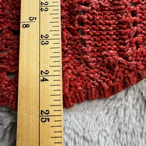 Red/Orange Crochet Knit Sweater Women's Open Weave Boat Neck 3/4 Sleeve‎ thumbnail 16