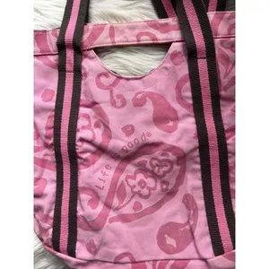 Life is Good Pink Paisley Tote Bag with Adjustable Straps thumbnail 6