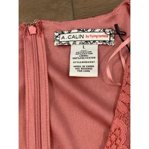 A Calin by Flying Tomato Lace Ruffle Puff Sleeve Dress Size L Mauve New With Tag thumbnail 6