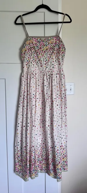 Max Studio White and multi color floral midi sundress thumbnail 1