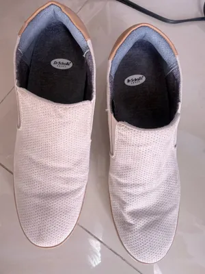Dr. Scholl's "If Only" wedge slip-on sneakers in a light gray perforated suede material. thumbnail 5