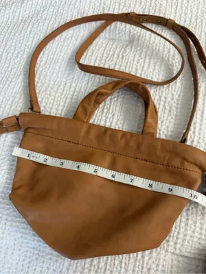 Madewell Cow Leather Crossbody Purse Brown Tan Magnetic Closure Pocket Handles thumbnail 4