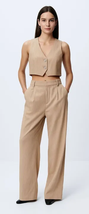 PIPPA‎ THE LABEL Pinstriped Wide Leg Pant Vest Set NWT Small thumbnail 1