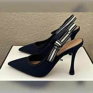 Steve Madden Women’s Bri Dark Denim Design Heels Size-6.5 thumbnail 2
