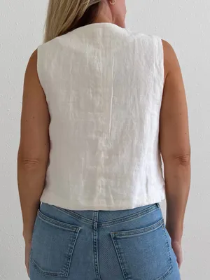 Madewell NWT Button-Front 100% Linen Shell Top Ivory Size 2 thumbnail 2