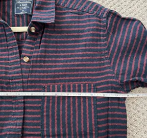 Boyfriend Button Down Shirt Striped Navy Blue Red thumbnail 8