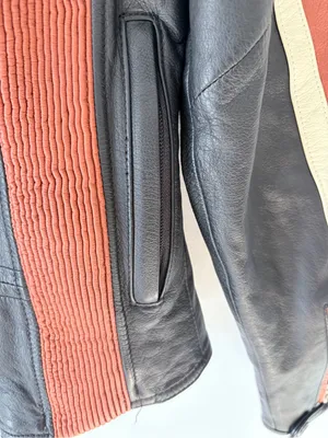 Harley Davidson Vintage Cruiser Leather Jacket size XS Black Cream Orange thumbnail 10