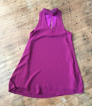 Lulu’s purple shift dress with chocker keyhole neckline thumbnail 1