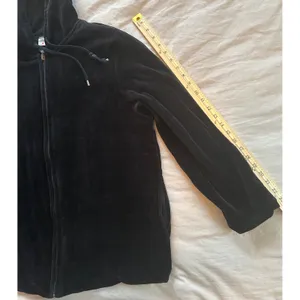 Real Clothes Women Black Velour Quilted Zip Up Hoodie Sweatshirt Size Large thumbnail 9