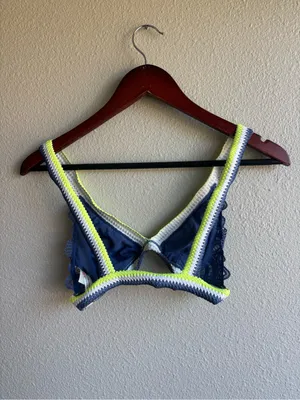 Blue Lace Bralette with Contrast Trim thumbnail 5