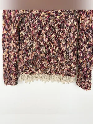 HWR Anthropologie Sweater Multicolor Wool Blend Chunky Knit Cardigan thumbnail 6