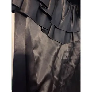 Vintage 1980s Black Velvet Evening Gown Puff Sleeve Ruffle‎ Skirt Formal Dress thumbnail 4