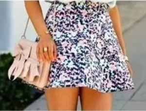 Club‎ Monaco Skirt Women 4 Pink Blue Floral A Line Skater Mini Boho Cottagecore thumbnail 1