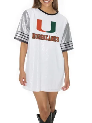 Miami Hurricanes Gameday Couture Women's Full Sequin Jersey Dress Size Large thumbnail 2