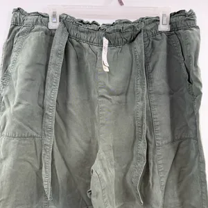 Aerie Lyocell Paperbag Wide Leg Pants XL Olive Green Pull On NWT thumbnail 2