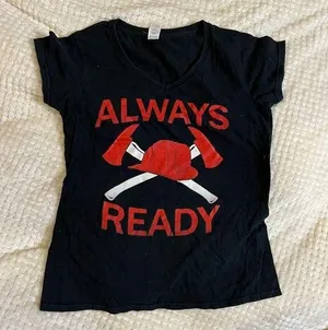 Medium Always Ready firefighter babydoll T shirt thumbnail 1
