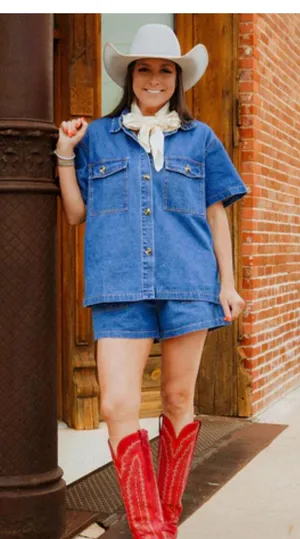 Punchy Vaquera The Aledo Top Blue Size L thumbnail 1