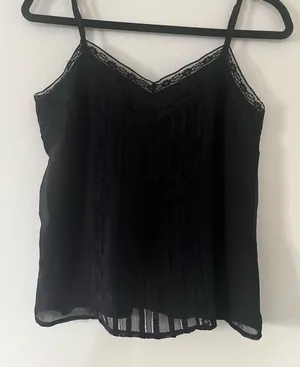 Abercrombie & Fitch Black Lace Pleated Cami Top XS Going Out Romantic Minimalist thumbnail 1