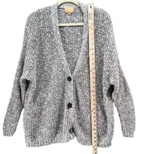 Lazy Sweater Ribbed‎ Knit Cardigan S Gray Dolman Linen Blend Chunky Relaxed thumbnail 8