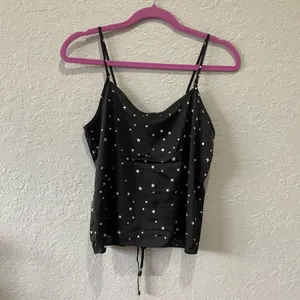 Pink Rose Black Star Cropped Cami Size Large NWT thumbnail 4