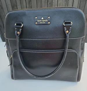Kate Spade Black Leather Tote With Zip Front Pocket thumbnail 1