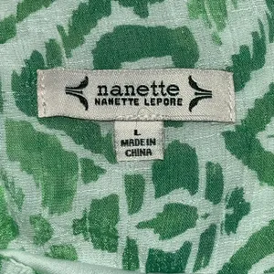Nanette Lepore Womens Wide Leg Pants Green Ikat Boho Coastal Vacation Large thumbnail 5