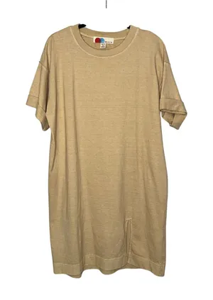 FP Beach T-Shirt Dress Women XS Tan Excellent Cotton Slit Mini thumbnail 1