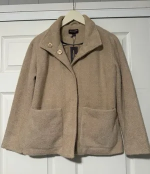 Johnston & Murphy Eyelash‎ Coat Jacket $179 Camel Textured Cozy Academia City thumbnail 1